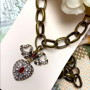 NWOT NEW Chunky statement rhinestone heart  red